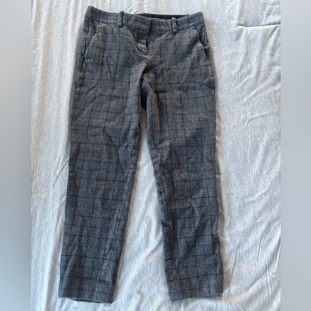 Gray Theory Plaid Wool Capris